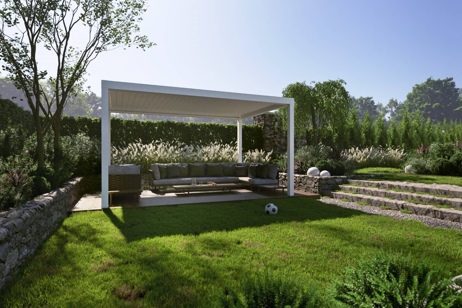 ECHO Light inspiracja w-260330 kkp pergola light ogród RAL 9010 wizualizacja 01