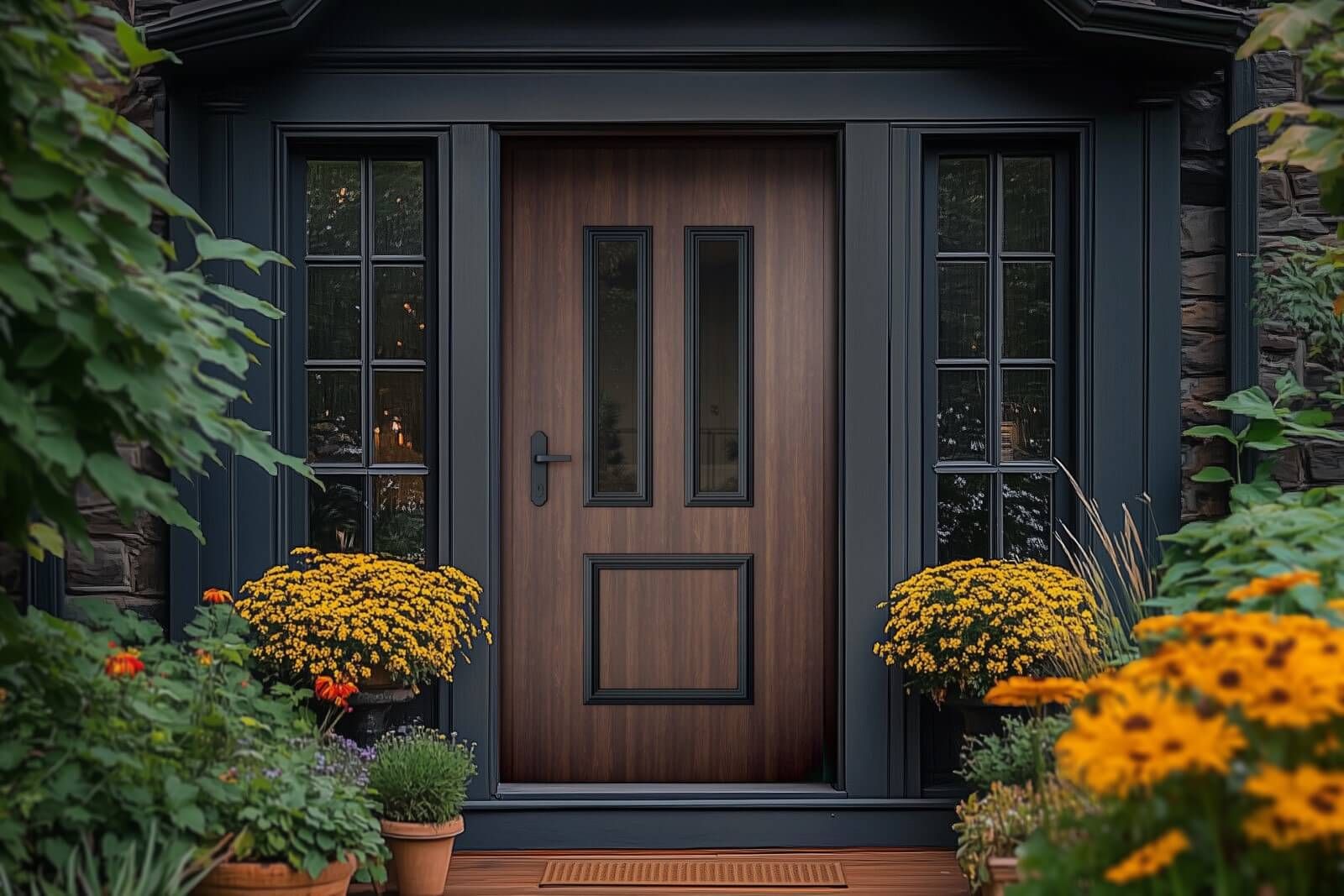 Drzwi zewnętrzne NOVA R02S; kolor DECOR Heban